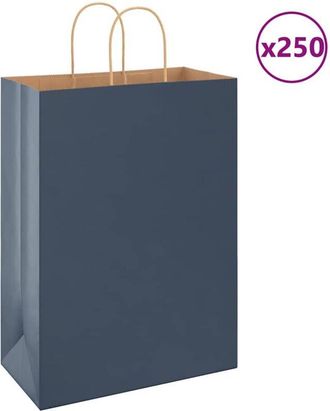 vidaXL Bolsas De Papel Con Asas 250 Uds Azul 32x17x44 Cm Vidaxl