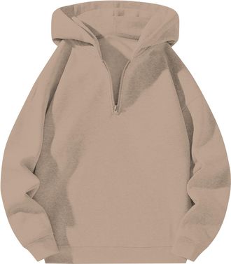 Generic Mens Hoodies Half Zipper Long Sleeve Drop Shoulder Sweatshirt Casual Pullover2024 New