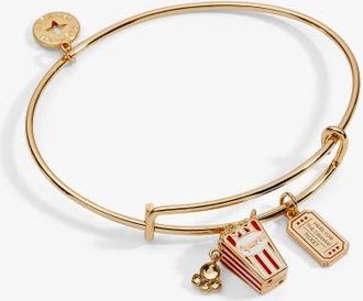 Alex and Ani Here For The Drama! Movie Theater Popcorn & Ticket Charm Bangle in Gold at Nordstrom