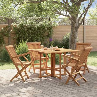 vidaXL Set De Comedor De Jard&iacute;n Plegable 5 Pzas Madera Maciza De Teca Vidaxl