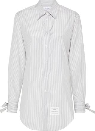 Thom Browne bow-cuff shirt dress - women - Cotton/Silk - 40 - Grey