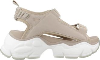 Buffalo Vegan Platte Sandalen Binary Track - Dames - Sandalen - Beige - 40 EU - Schoenen