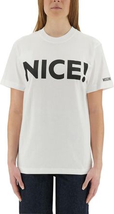 Moschino White Graphic Crew Neck T-Shirt