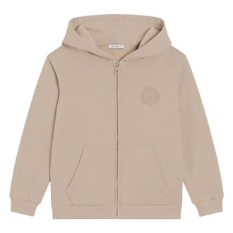 Dolce & Gabbana Kids Sweatshirts, male, Beige, 10 Y, Embroidered Logo Zip Up Top