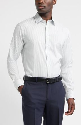 Nordstrom Trim Fit Shadow Stripe Premium Performance Twill Dress Shirt in Blue Marcello Stripe at Nordstrom, Size 17.5