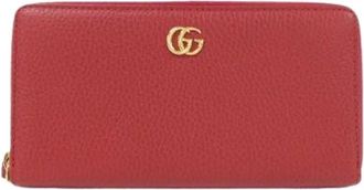 Gucci Pre-owned Wallets, male, Red, Size: ONE SIZE Pre-owned Petit Marmont Leather Long Wallet