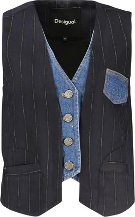 Desigual Chaleco Diplo Doble Vest - Dames - Jassen - Blauw - Maat: S Leer