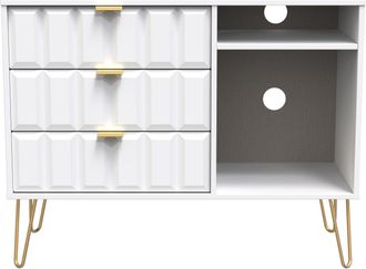 Welcome Furniture Hanover Ready Assembled 3 Drawer TV Unit in White Matt - Welcome Furniture | TJ Hughes