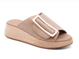 Chocolat Blu Womens Ela Leather Sandal In Khaki