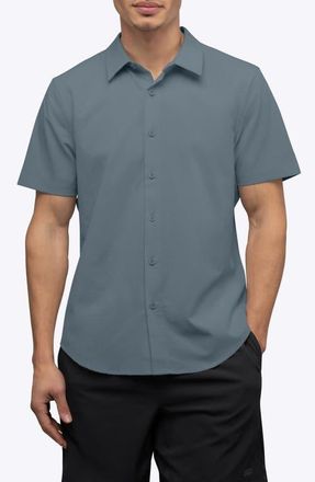 Cuts Crossover Performance Short Sleeve Button-Up Shirt in Ocean Storm at Nordstrom, Size X-Large