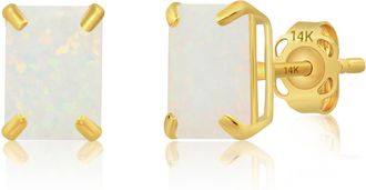 MAX + STONE 14k Yellow or White Gold Solitaire 7x5mm Gemstone Stud Earrings