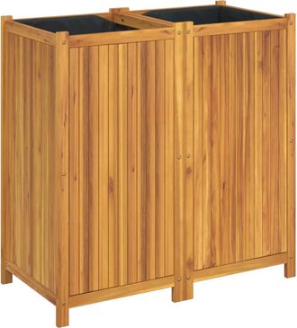 vidaXL Jardinera Con Forro Madera Maciza De Acacia 100x50x100 Cm Vidaxl