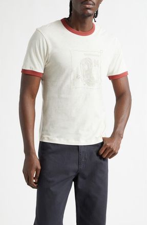 Palmes Celebrazione Cotton & Linen Ringer T-Shirt in Broken White at Nordstrom, Size X-Large