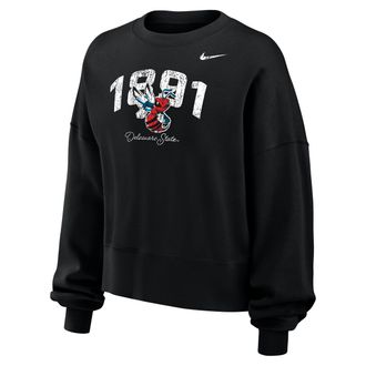 Nike Womens College (Delaware State University) Phoenix Fleece Crew-Neck Sweatshirt in Black | W33302DESU25-BLK