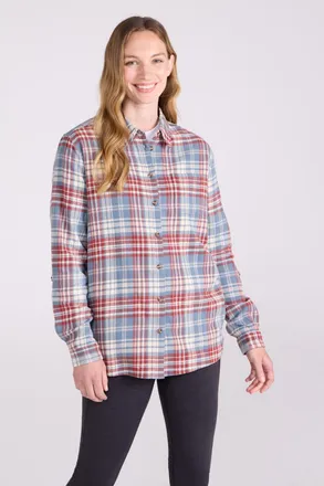 Mountain Warehouse Dames/Dames Balsem Geborsteld Flanellen Longline Shirt (Lichtblauw)