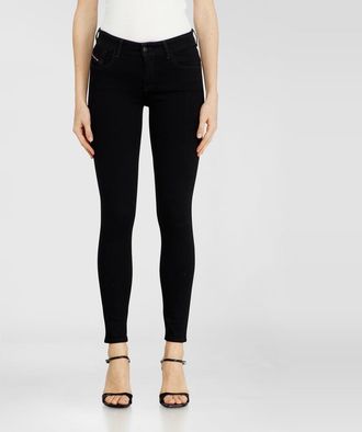 Diesel Skinny Jeans Regular Waist 2017 Slandy, Black/Dark grey, Zip fly