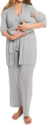 Everly Grey Analise 5 Piece Pajama Set In Heather Grey