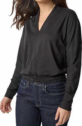 Lilla P Shawl Collar Wedge Top In Black