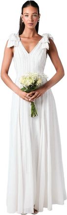 Coast Bow Shoulder Embellished Maxi Wedding Dress, 12, Ivory