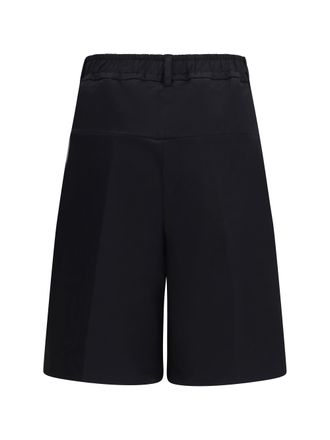 GCDS Mens Shorts Logo Black Black-Black Cotton Bermuda Black/black