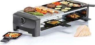 Princess 162820 Raclette 8 Stone & Grill Party, 1300 w, Alluminio, Nero - Princess