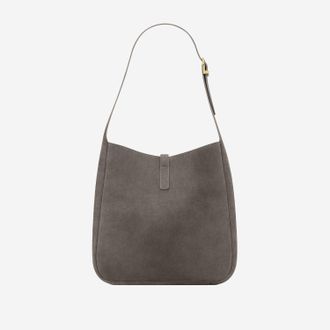 Saint Laurent Womens Small And Soft Suede Le 5 &Agrave; 7 Bag Gray Calf Leather Shoulder