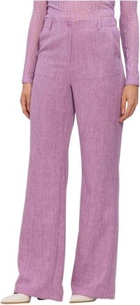 Ydence Leona Tall Pants - Dames - Wijde Broeken - Paars - XL - Polyester - Broeken