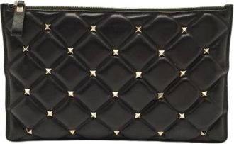 Valentino Pre-owned Clutches, female, Black, Size: ONE SIZE Pre-owned Rockstud Spike Clutch