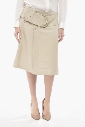 Burberry Viscose-Blend Midi Skirt With Maxi Belt Burberry