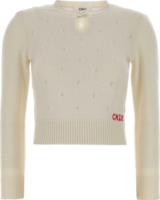 Chlo&eacute; White Wool Blend Sweater