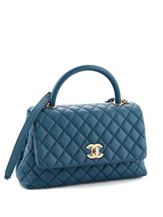 Chanel Coco Top Handle Bag Quilted Caviar Small crossbody bag - women - Calf Leather - One Size - Blue