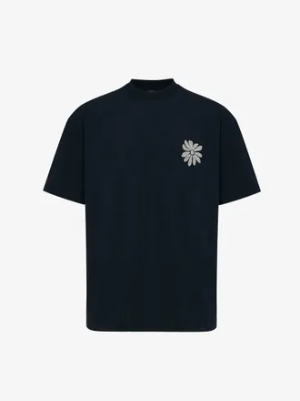 Genti Floral Embroidery T-shirt | Zwart