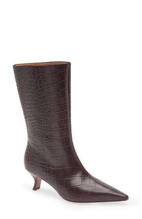 Rag & Bone Mott Pointed Toe Boot in Bordeaux Croc at Nordstrom Rack, Size 6.5Us / 36.5Eu