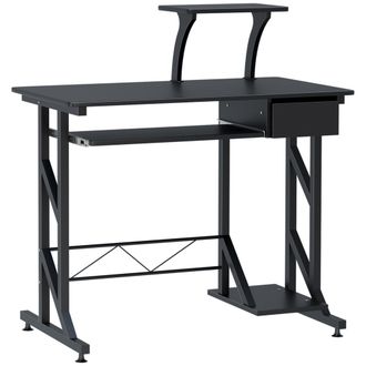 HOMCOM Homcom - Scrivania Per Computer Acciaio E Legno Con Cassetto E Ripiano Tastiera