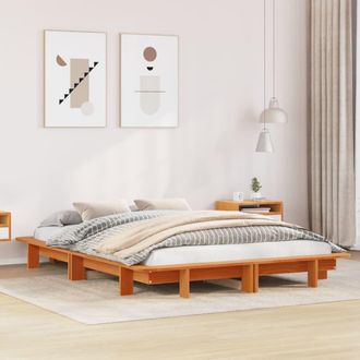 Berkfield Home Bed Frame without Mattress Wax Brown 120x200 cm Solid Wood Pine | Size: Small Double