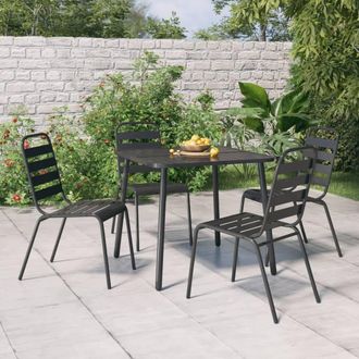 Berkfield Home 5 Piece Garden Dining Set Anthracite Steel
