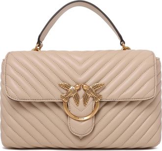 Pinko Love Bag Puff Chevron - Dames - Handtassen - Beige - ONE Size - Leer - Tassen