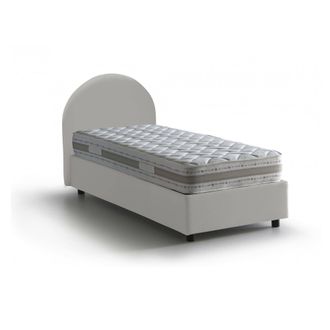 Talamo Italia Dmora - Cama Individual Dabaja, Cama Contenedor Con Tapizado En Ecopiel, 100% Made In Italy, Apertura Frontal, Con Colch&oacute;n 80x190 Cm Incluido, Blanco