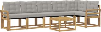 vidaXL Conjunto De Sof&aacute;s De Exterior 7 Uds. Blanco Y Gris Claro Vidaxl