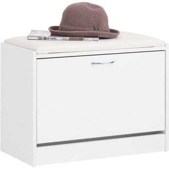 SoBuy Shoe Storage Bench, Shoe Cabinet with Removable Cushioned Seat,FSR16-W - Sobuy