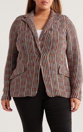 Nic+Zoe Plaid Contour Knit Blazer in Pink Multi at Nordstrom, Size 1 X