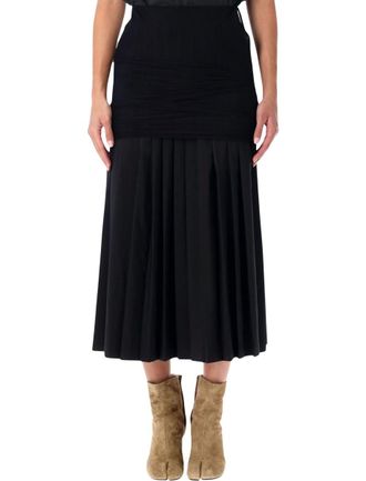 Maison Margiela Wool-Blend Pleated Midi Skirt