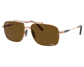 Ray-Ban MICHAEL TITANIUM Polarized Brown Navigator Unisex Sunglasses RB8096 9266AN 59