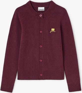 Ganni Burgundy Red Wool Mix Cardigan - Size XXS