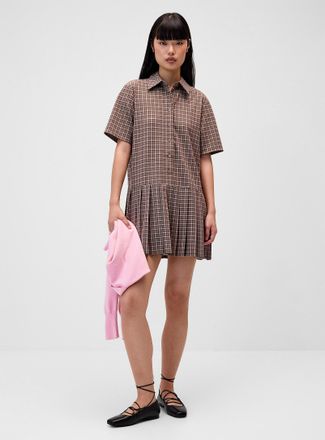 Twik Womens Pleated-skirt shirt-collar dress