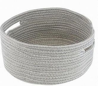 Trade Shop Trade Shop - Cestino Portaoggetti Cesto Con Manici In Tessuto Intrecciato Tondo 29x13cm 10639