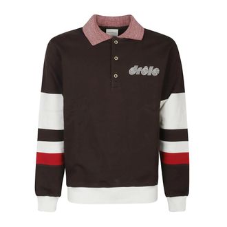 Drôle de Monsieur Polo Shirts, male, Brown, Size: L Long Sleeve Polo Shirt
