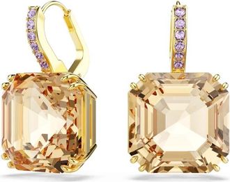 Swarovski Elegante Kristal Oorbellen Gouden Afwerking - Dames - Oorbellen - Geel - ONE Size - Accessoires
