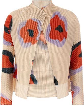 Issey Miyake Beige Verve Pleats Top Cardigan