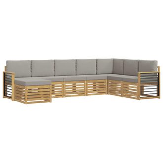 vidaXL Conjunto De Sof&aacute;s De Exterior 8 Pcs Blanco Y Gris Claro Vidaxl